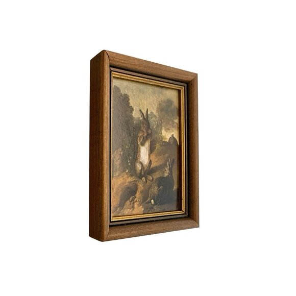 Print of The Rabbits by Desportes Vintage Miniature Animal Art Rustic Decor - Picture 3 of 6